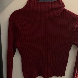 Maroon turtleneck cropped and tight
